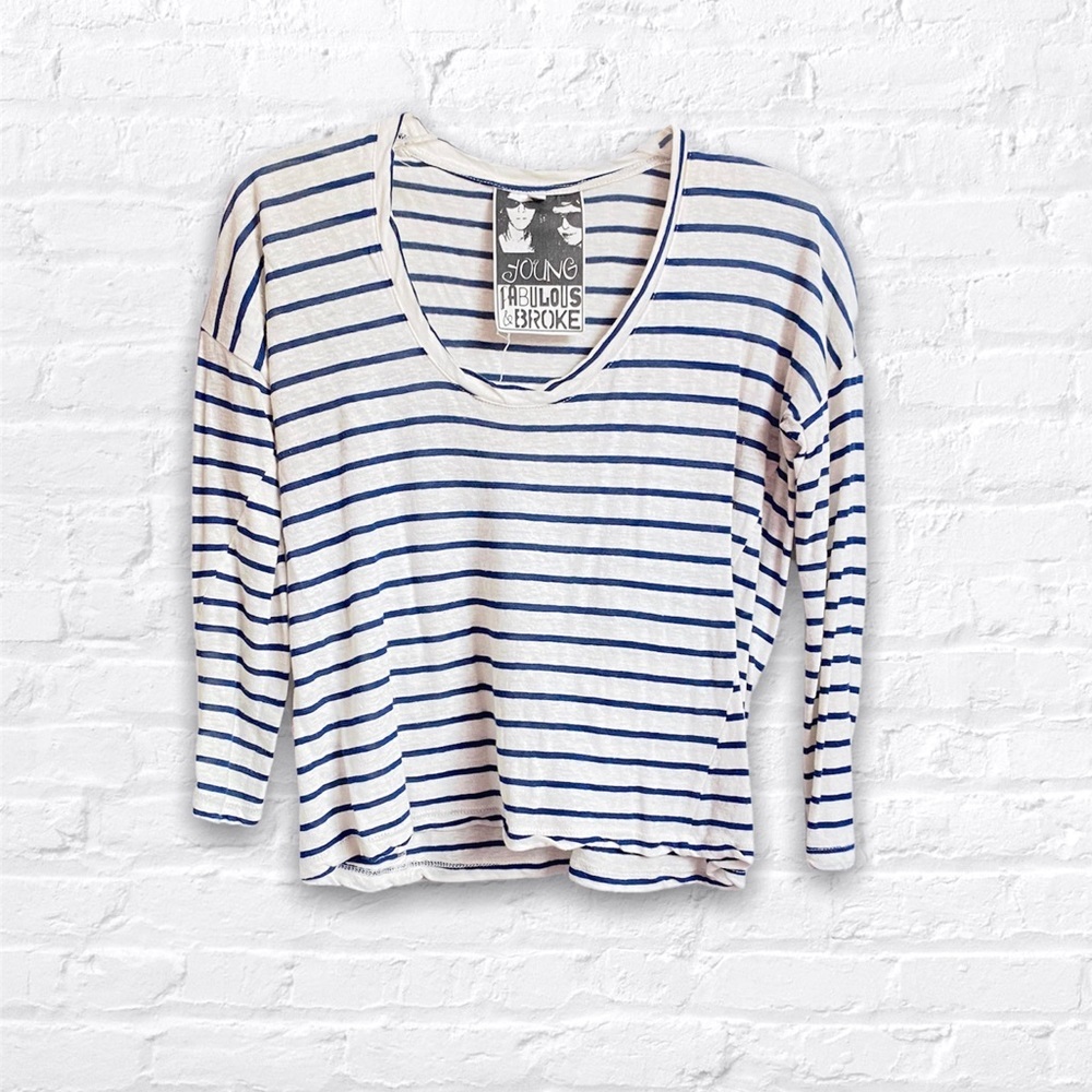 Young Fabulous & Broke Boxy LinenBlend Striped Top